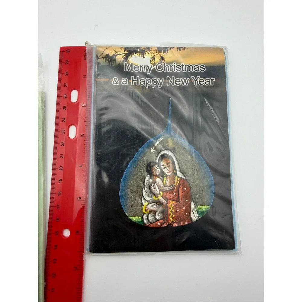 Mother Teresa Foundation Peepal Leaf Christmas Cards Set of 2 10‎ packs India